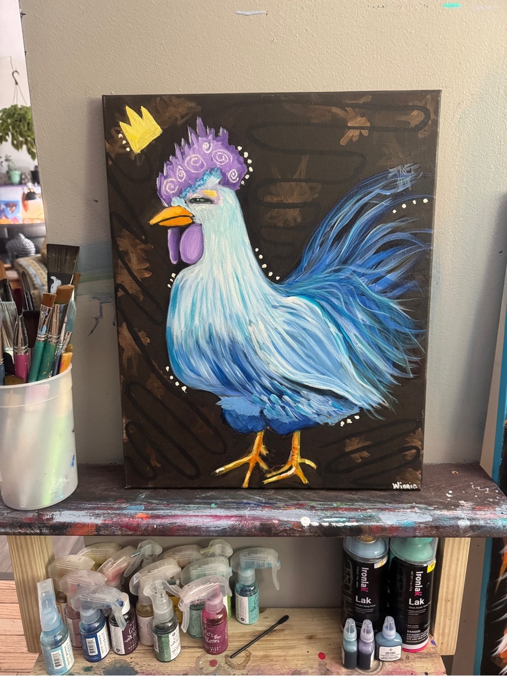 "Winnie Woodson" Original 16x20 Oil Painting - "The Kitchen Rooster"